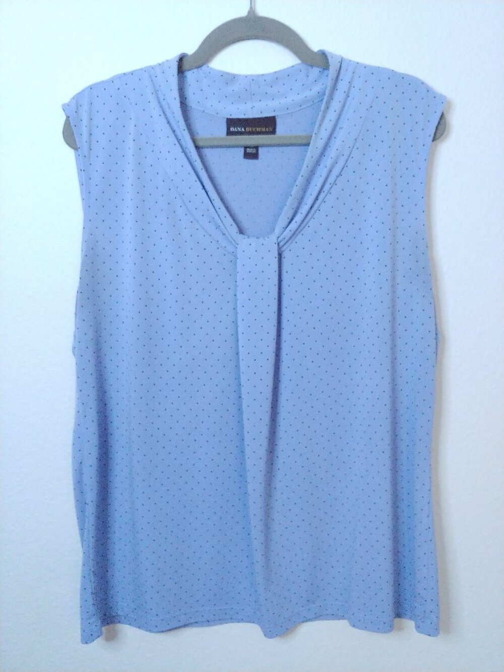 Dana Buchman Purple Polka Dot Sleeveless Tie-Front Blouse